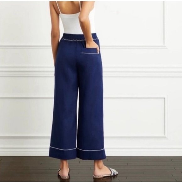 NWT Hill House Skylar Linen Pants in Navy Medium - Picture 3 of 9